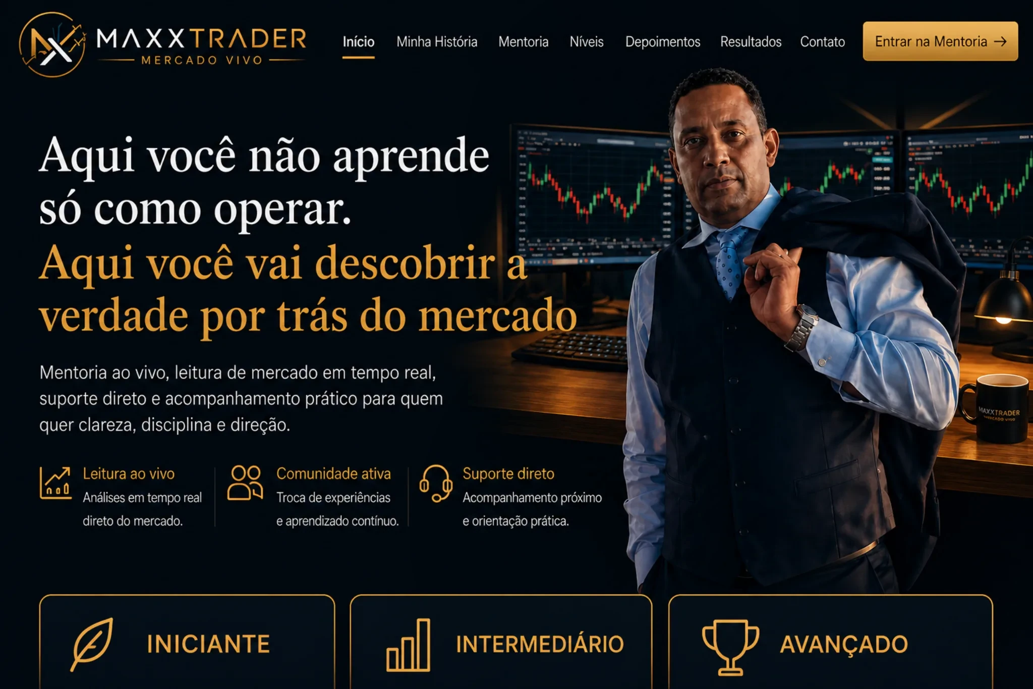 Capa principal da Mentoria MaxxTrader — Mercado Vivo