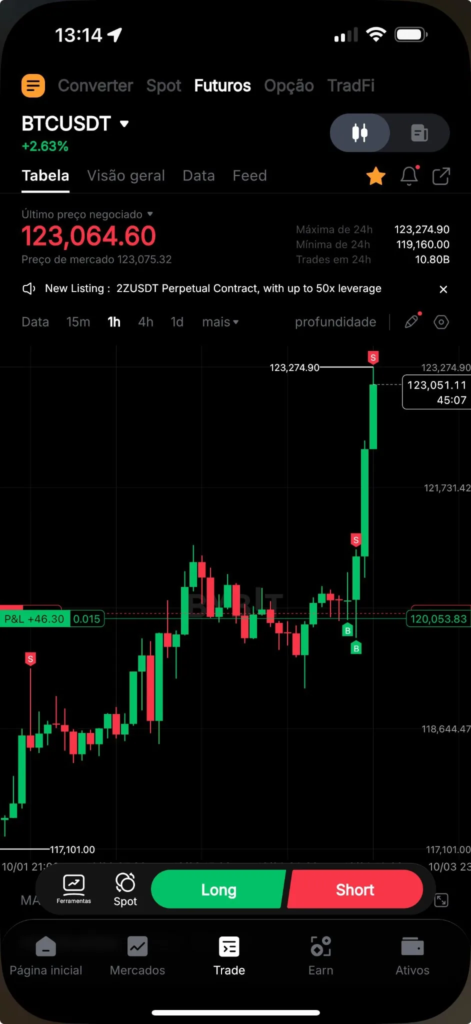 Print mobile real de operação BTCUSDT
