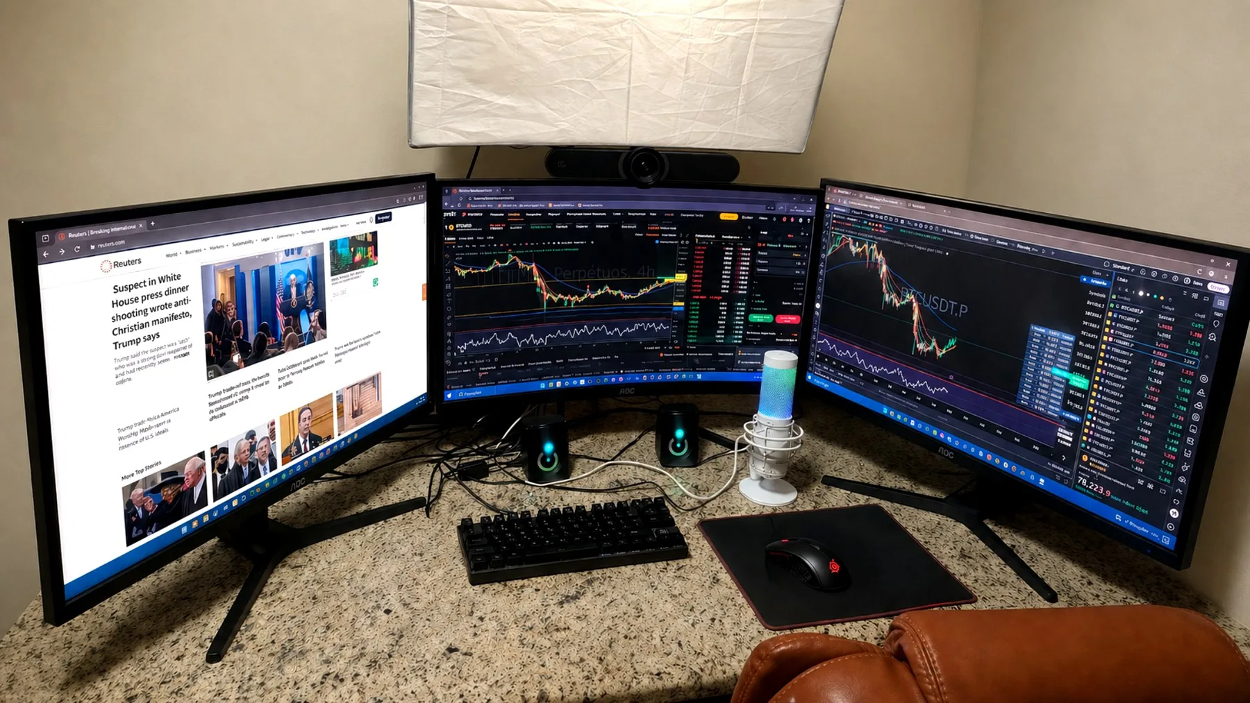 Setup real com monitores de trading